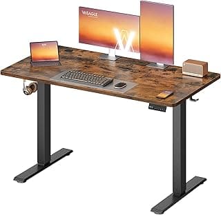 VASAGLE Electric Standing Desk, 47.2 x 23.6 Inches Height Adjustable Desk, Sedentary Reminder, 4 Memory Heights, for Home Office, Rustic Brown ULSD...