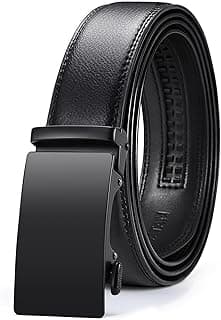 Men's Belt Leather Ratchet Belt for Men Dress Casual Every Day with Adjustable Buckle, Trim to Fit