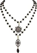 Layered Black Beaded Star Choker Necklace, Gothic Emo Punk Grunge Necklace, Gothic Jewelry, Halloween Christmas Jewelry Gift for Women