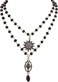 Layered Black Beaded Star Choker Necklace, Gothic Emo Punk Grunge Necklace, Gothic Jewelry, Halloween Christmas Jewelry Gift for Women