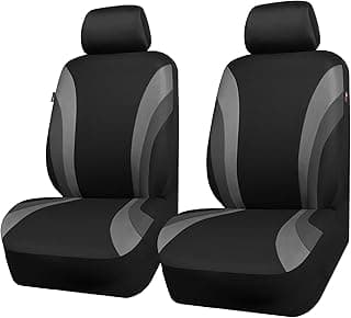 CAR PASS Line Rider Sporty Front Seat Covers,Gray Car Seat Covers Two Front Seats Only, Airbag Compatible,Universal Fit Sedans,Cars,Vans,SUV,Truck(...