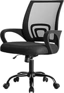 DUMOS Office Desk Chair - Ergonomic Mid Back with Lumbar Support & Rocking Mode, Height Adjustable with Fixed Armrest, Storage Back for Computer, G...