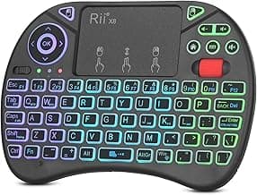 Rii X8 Mini Keyboard,Upgrade 2.4GHz Wireless and Bluetooth Keyboard with Touchpad,RGB Backlit,Rechargeable Battery for Android TV Box/Mac/PC/Nvidia...