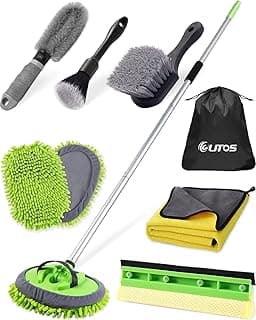 8Pcs Car Wash Kit, 62’’ Car Wash Brush with Long Handle, Microfiber Carwash Kit Set, Car Washing Supplies for Cars RV Truck Exterior