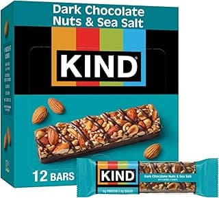 KIND Healthy Snacks Bars, Dark Chocolate Nuts & Sea Salt, Gluten Free, Low Sugar, High Fiber Snacks, 6g Protein, 12 Count