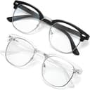 racico Blue Light Blocking Glasses, Vintage Half Frame UV Clear Lens Computer & Gaming Glasses Anti Eye Strain for Women Men