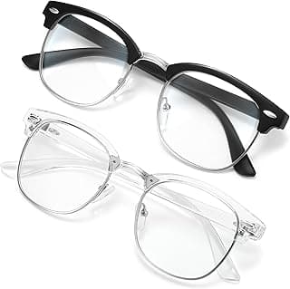 racico Blue Light Blocking Glasses, Vintage Half Frame UV Clear Lens Computer & Gaming Glasses Anti Eye Strain for Women Men
