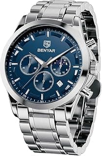 BY BENYAR Mens Watches Analog Quartz Chronograph Waterproof Wrist Watches for Men Fashion Business Work Casual Sport Designer Dress Watch with Cale...