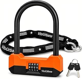 Combination U Lock and Chain Set - Heavy Duty Anti-Theft Combo Bike Lock for Electric Scooter, E-Bike & Bicycle, 4-Digit Resettable, Chain with Pro...