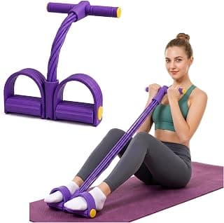 Pedal Resistance Band with Handle,4/6/8 Tubes Options,Soft Foot Straps | Premium Thick TPE Tubes with 300% Stretch,Soft NBR Rubber Foot Pedal,Multi...