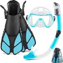 ZEEPORTE Mask Fin Snorkel Set, Travel Size Snorkeling Gear for Adults with Panoramic View Anti-Fog Mask, Trek Fins, Dry Top Snorkel and Gear Bag fo...
