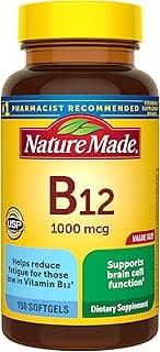 Nature Made Vitamin B12 1000 mcg, Dietary Supplement for Energy Metabolism Support, B12 Vitamins 1000 mcg, 150 Softgels, 150 Day Supply
