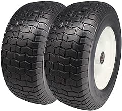 16x6.50-8 Tire and Wheel with 1 inch Axle, 3-6” Center Hub Flat Free 16x6.50-8 Lawn Mower Tires for Lawn & Garden Riding Tractor Front Assembly Rep...
