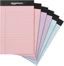 Amazon Basics Narrow Ruled 5-Inch by 8-Inch Lined Writing Note Pads, 6 Count (50 Sheet Pads), Multicolor