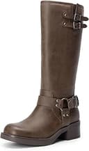 Women's Knee High Boots Combat Boots Goth Boot Lace Up Adjustable Buckles Chunky Low Heel Fall Booties with Side Zipper to Put on and off
