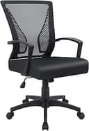 Furmax Office Chair Ergonomic Computer Desk Mesh Chair Mid Back Swivel Lumbar Support with Armrest (1, Black)