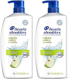 Head & Shoulders Anti-Dandruff Shampoo with 1% Pyrithione Zinc, Clinically Proven & Scalp Care Treatment, Fresh Green Apple Scent, 32.1 Fl Oz Each,...
