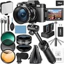 8K Digital Cameras for Photography, 64MP for Vlogging YouTube with Microphone & Tripod Grip, Video Camera with Wide-Angle&Macro Lens, Content Creat...