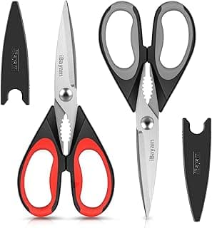 iBayam Kitchen Scissors All Purpose Heavy Duty, Kitchen Utensils Set, Stainless Steel Cooking Utensils Gadgets, Meat Poultry Food Shears Dishwasher...