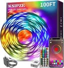 KSIPZE 100ft Led Strip Lights RGB Music Sync Color Changing Led Lights with Smart App Control Remote Led Lights for Bedroom Room Lighting Flexible Home Décor