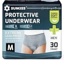 SUNKISS Incontinence Underwear for Men, Daytime Disposable Adult Pull Ups, Mens Protective Diapers with Maximum Absorbency, Medium, Grey, 30 Count