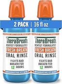 TheraBreath Fresh Breath Mouthwash, Icy Mint Flavor, Alcohol-Free, 16 Fl Oz (Pack of 2)