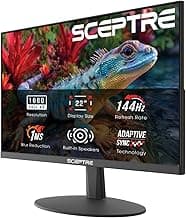 Sceptre New 22-Inch Gaming Monitor, FHD 1080p, Up to 144Hz, HDMI, DisplayPort, Built-in Speakers, Machine Black (E225W-FW144 Series, 2026)