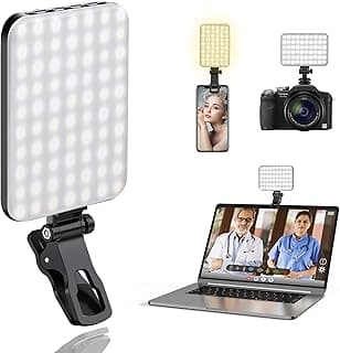 ALTSON 60 LED Portable Selfie Light Video Conference Lighting with Clip & Camera Tripod Adapter Rechargeable 2200mAh CRI 97+, 3 Light Modes for Pho...