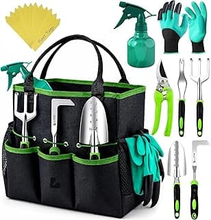 GROWIT Heavy Duty Gardening Tools - Gardening Gifts for Women, Men, Mom, Dad - Durable, Ergonomic Garden Tools Set