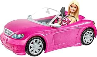 Barbie Playset with Sparkly Pink 2-Seater Toy Convertible Car Featuring Glam Details & Fashion Doll in Sundress & Sunglasses (Amazon Exclusive)