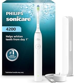 Philips Sonicare 4200 Rechargeable Electric Toothbrush, 1 Brush Head, White | Built-in Pressure Sensor, 3 Brush Settings, 2-Minute Guided Timer, 14...