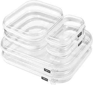 YQBRAO 6 Pack Clear Hard Shell Zipper Case, 1.2mm Heavy Duty Crush-Proof Diaper Bag Organizer Pouches, TSA Approved Travel Makeup Bag for Toiletrie...
