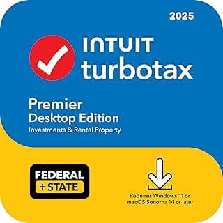 TurboTax Premier Desktop Edition 2025, Federal & State Tax Return [Win11/Mac14 Download]