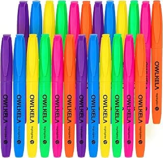 OWLKELA 24 Pcs Highlighters, Assorted Colors | Chisel Tip, Quick-Drying, Ideal for Studying, Note-Taking, College, Office and Teacher Supplies
