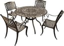 Oakland Living Rose Ornate Traditional Outdoor Mesh Lattice Aluminum 48 inch Bronze Round Dining Set with Four Chairs