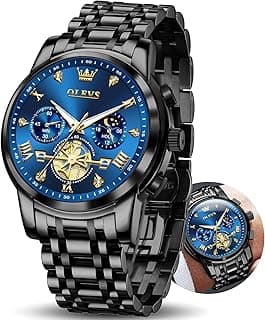 Watches Men Stainless Steel Chronograph Watch Luxury Big Face Man Dress Watches Waterproof Roman Numeral Analog Quartz Men Wrist Watch Diamond Relo...