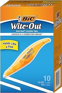BIC Wite-Out Brand Exact Liner Correction Tape, 19.6 Feet, White, Fast, Clean and Easy to Use Tear-Resistant Tape, 10-Count