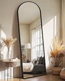 Arched Full Length Mirror with Stand, Black Floor Mirror | Aluminium alloy frame with HD float glass for distortion-free reflection. Free standing ...