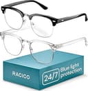 racico Blue Light Glasses for Men Computer - Gaming Blocking Anti Eyestrain, UV Clear Lens Nerd Costume Fake Eyeglasses