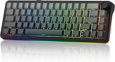womier L65 60% Mechanical Keyboard with Knob,4000mAh,Tri Mode USB-C/BT5.0/2.4G,RGB Backlit,Hot Swap,Shine Through keycaps,Linear Switch,Gasket Moun...