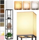 Floor Lamp with Shelves for Living Room, Shelf Floor Lamp with 3 CCT LED Bulb, Corner Display Standing Column Lamp Etagere Organizer Tower Nightsta...