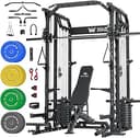 Major Fitness Drone2 Advanced Training Smith Machines– All-in-One Home Gym Squat Rack with Aluminum Pulley Set , Weight Bar, Dual LAT Pull-Down Sys...