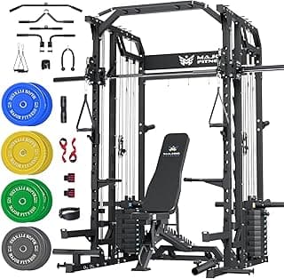Major Fitness Drone2 Advanced Training Smith Machines– All-in-One Home Gym Squat Rack with Aluminum Pulley Set , Weight Bar, Dual LAT Pull-Down Sys...