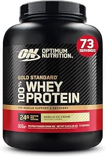 Optimum Nutrition Gold Standard 100% Whey Protein Powder, Vanilla Ice Cream, 5 Pound (Packaging May Vary)