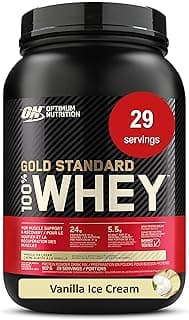 Optimum Nutrition Gold Standard 100% Whey Protein Powder, Vanilla Ice Cream, 2 Pound (Packaging May Vary)