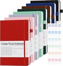 A5 Lined Journal Notebooks for Work, 192 Pages, Medium 5.7 x 8.3inch, College Ruled, Vegan Leather Hardcover Journals for Women Men,8 Pack