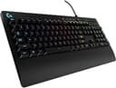 Logitech G213 Prodigy Gaming Keyboard - Wired RGB Backlit Keyboard with Mech-Dome Keys, Palm Rest, Adjustable Feet, Media Controls, USB, Compatible with Windows – Black