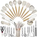 Kitchen Utensils Set- 35 PCs Cooking Utensils with Grater,Tongs, Spoon Spatula &Turner Made of Heat Resistant Food Grade Silicone and Wooden Handle...