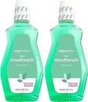 Amazon Basics Fresh Breath Mouthwash, Mint, 33.8 Fl Oz (Pack of 2), (Previously Solimo)