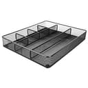 Amazon Basics Desk Drawer Organizer for Office and Home, Metal Mesh, Anti-Slip, 6 Compartments, Black